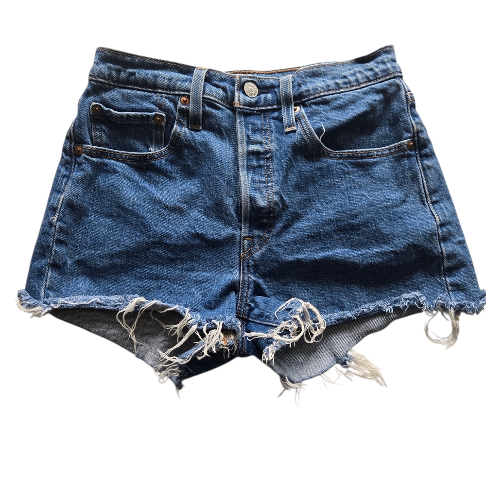 Levi’s 501 High Rise Cut Off Distressed Denim Frayed Festival Shorts 26